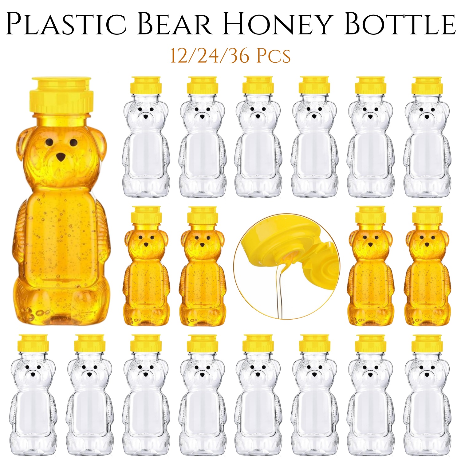 Baby Products Distributor - 12-36pcs Plastic Bear Honey Jars, 8