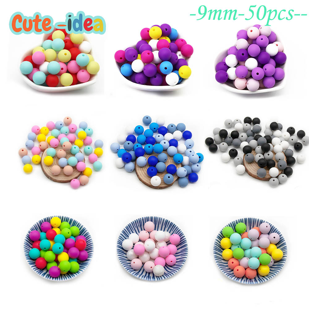 Cute-Idea 50Pcs Silicone Beads - Baby Products List avaliação e preço