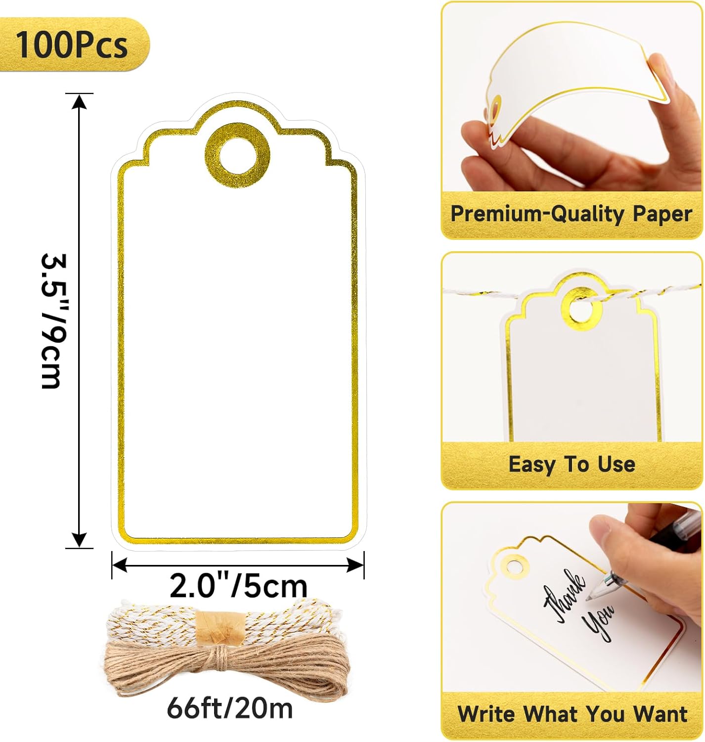 Gold Foil Gift Tags with Strin - Baby Products avaliação e preço