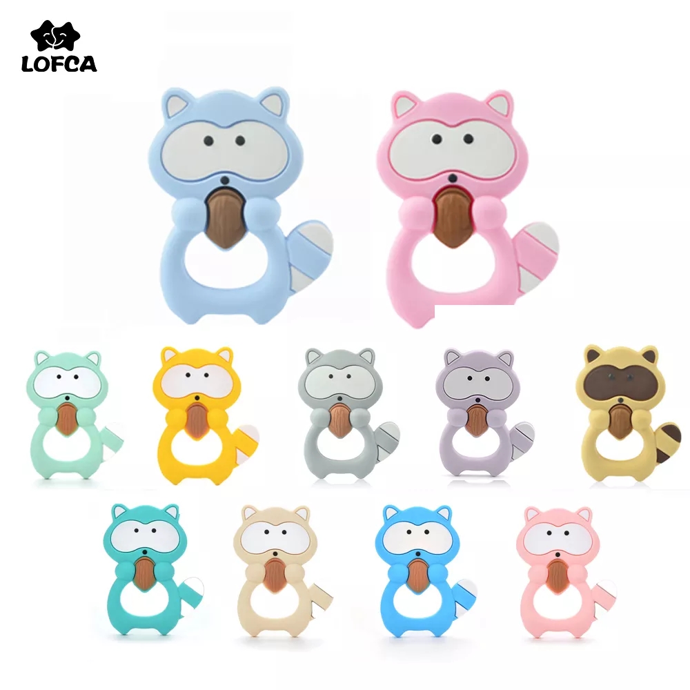 1PC Raccoon Silicone Teether T - Baby Products List avaliação e preço