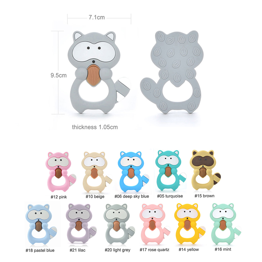 1PC Raccoon Silicone Teether T - Baby Products List avaliação e preço