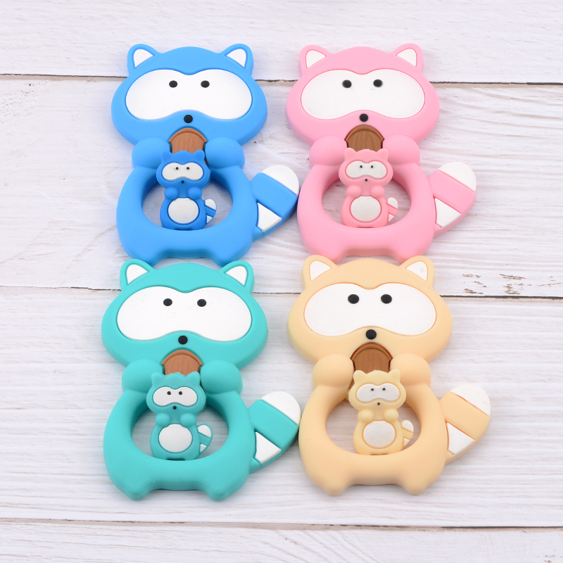 1PC Raccoon Silicone Teether T - Baby Products List avaliação e preço