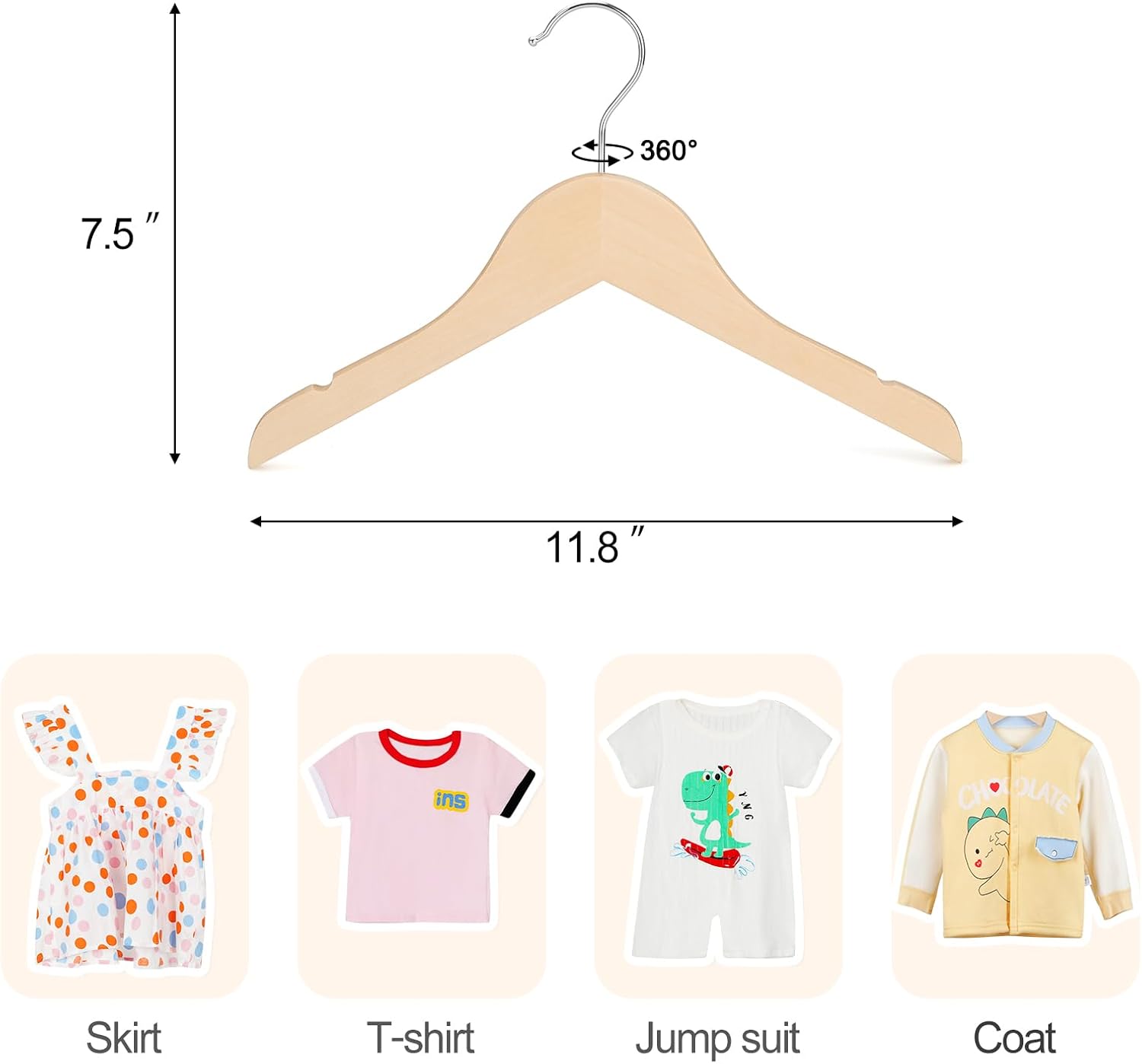 Natural Wood Kids Hangers with - Baby Products avaliação e preço